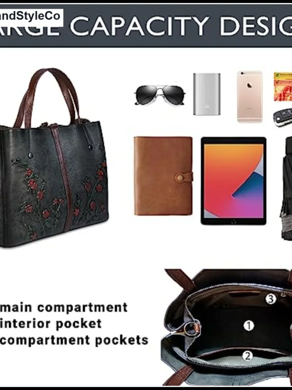 Genuine Leather Satchel Top Handle Handbag Vintage Embossed Crossbody Hobo Purse